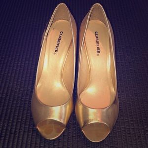 Classified - Gold Peep Toe Shoes